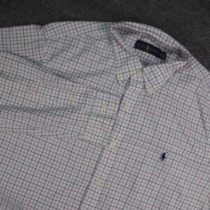 Polo Ralph Lauren Shirt Button Down Mens XL Custom‎ Fit White Plaid Preppy